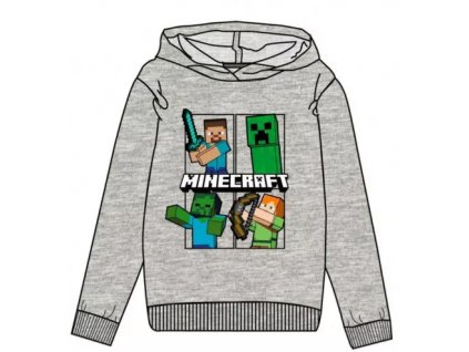 Minecraft mikina Steve a Creeper šedá dětská