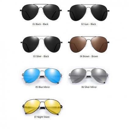 Sluneční brýle - pilotky, 7 variant