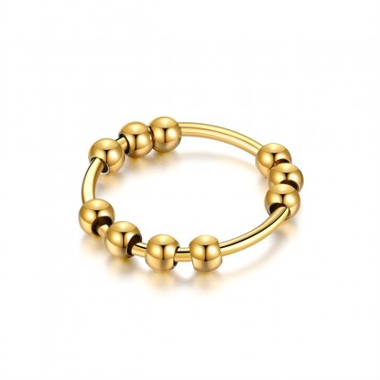 Korálkový prsten, zlatá ocel