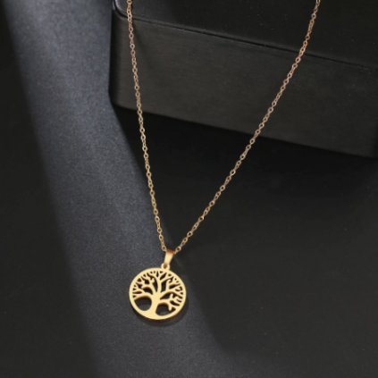 2641 fashion jewelry nahrdelnik z chirurgicke oceli s priveskem strom zivota fate zlaty
