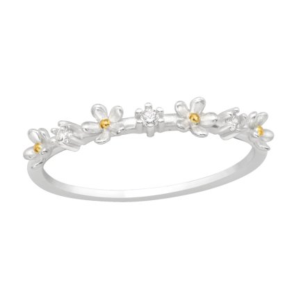 Stříbrný prsten Sedmikrásky se zirkony (CZ) (Velikost prstenu EU 51)