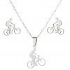 11418 2 set cyklista na kole stribrna ocel