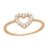 Stříbrný rosé prsten Srdce se zirkony (CZ) (Velikost prstenu EU 51)