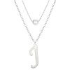 Ocelový dvojitý řetízek s přívěskem - perla a písmeno J (Barva Stříbrná ocel)