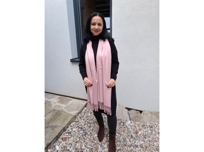 Dlouhá kašmírová šála růžová