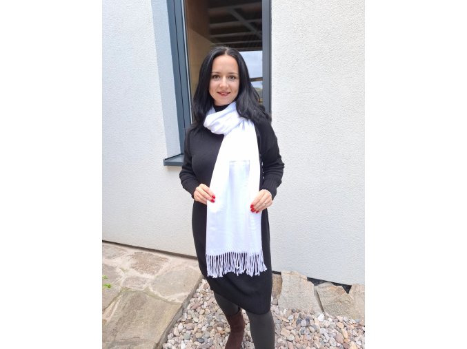 Dlouhá kašmírová šála bílá