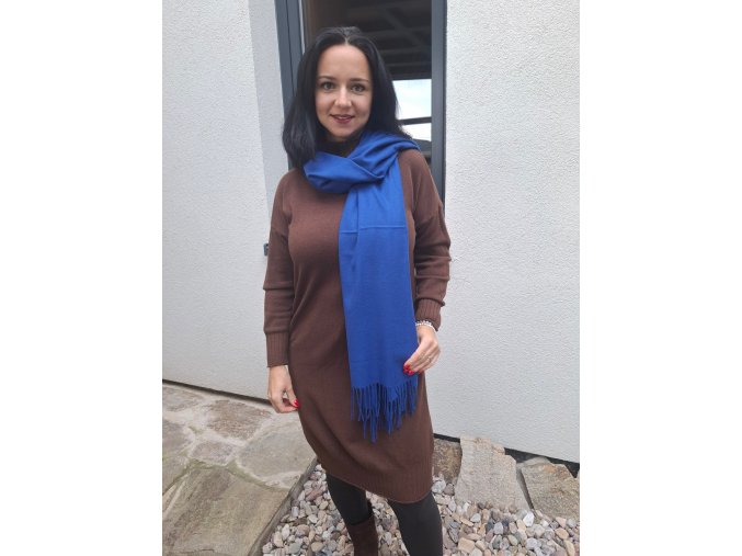 Dlouhá kašmírová šála královsky modrá