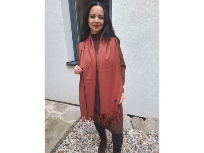 Dlouhá kašmírová šála hnědá