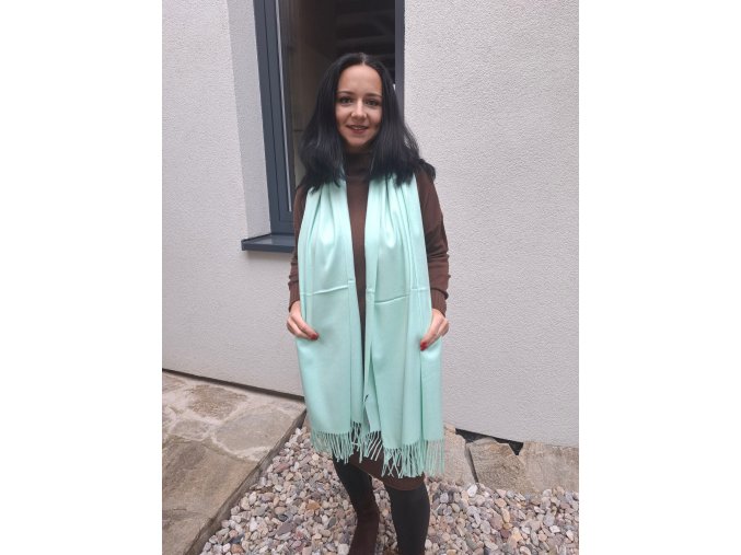 Dlouhá kašmírová šála mint