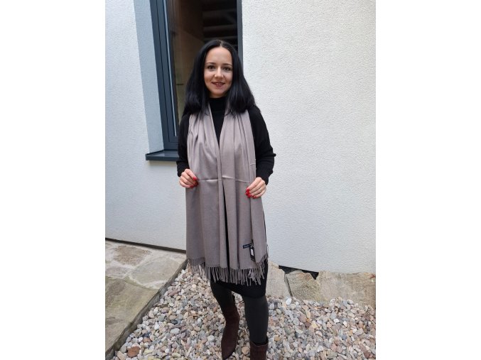 Dlouhá kašmírová šála fango hnědá