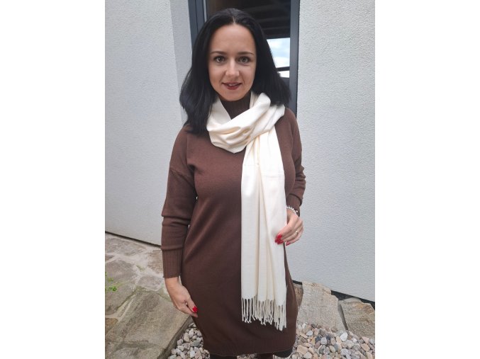Dlouhá kašmírová šála krémová