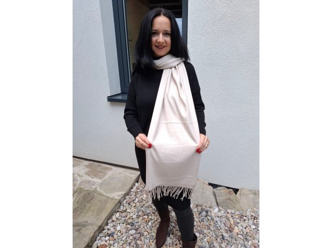 Dlouhá kašmírová šála béžová