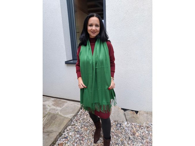 Dlouhá kašmírová šála zelená