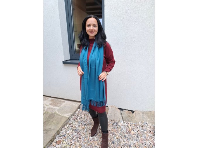 Dlouhá kašmírová šála petrolej