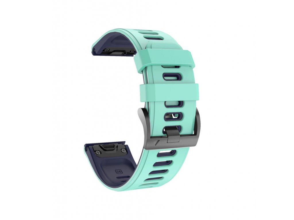 COLOR 22mm silikonový gumový řemínek pro Garmin Fenix tyrkysový/tmavě modrý EASYFIT/QUICKFIT