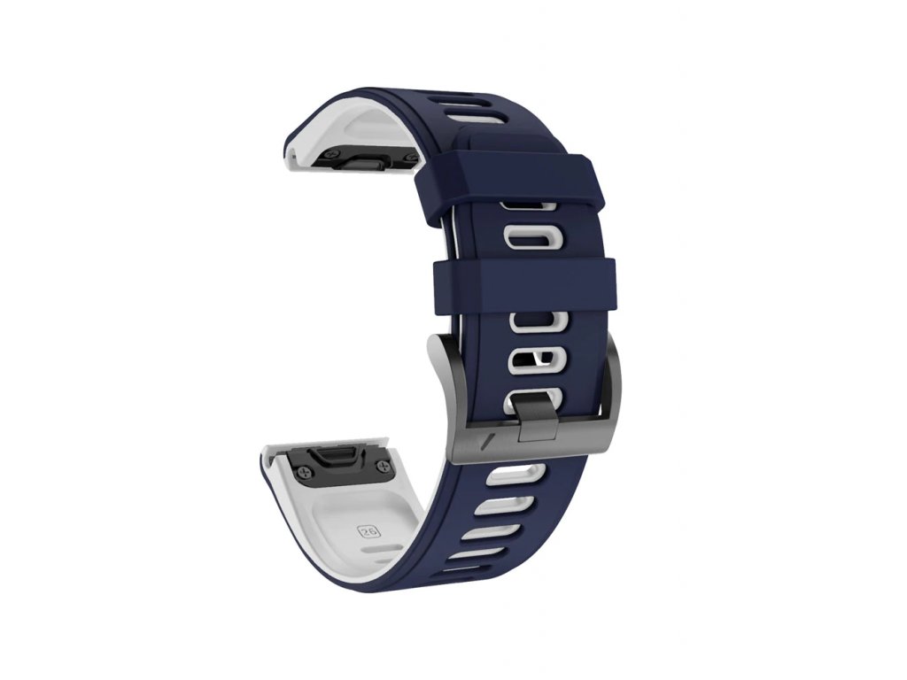 Silikonový gumový řemínek pro Garmin Fenix 5s/6s/7s 20mm COLOR modrý/bílý QuickFit