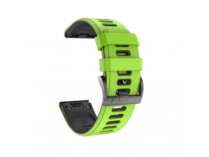 Silikonový gumový řemínek pro Garmin Fenix 26 mm COLOR zelený/černý EASYFIT/QUICKFIT