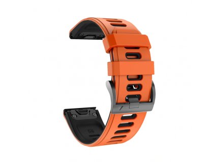 Silikonový gumový řemínek pro Garmin Fenix 22 mm COLOR oranžový/černý EASYFIT/QUICKFIT