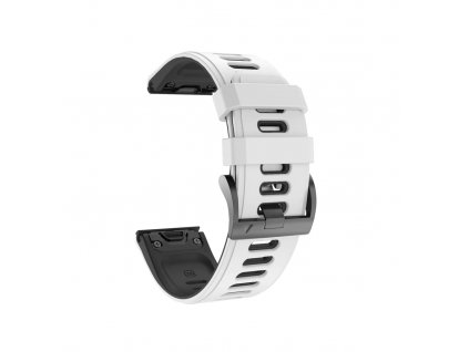 Silikonový gumový řemínek pro Garmin Fenix 22 mm COLOR bílý/černý EASYFIT/QUICKFIT
