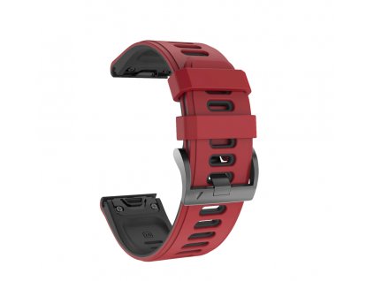 Silikonový gumový řemínek pro Garmin Fenix 22 mm COLOR světle červený/černý EASYFIT/QUICKFIT