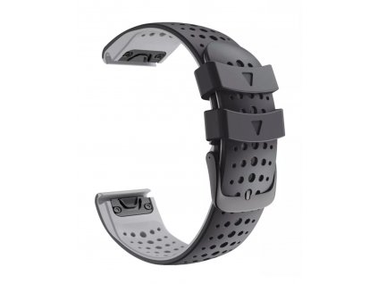 Silikonový gumový řemínek pro Garmin Fenix 22 mm AIR černý/šedý EASYFIT/QUICKFIT