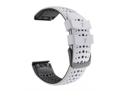 Silikonový gumový řemínek pro Garmin Fenix 22 mm AIR bílý/černý EASYFIT/QUICKFIT