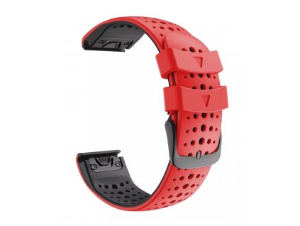 Silikonový gumový řemínek pro Garmin Fenix 22 mm AIR červený/černý EASYFIT/QUICKFIT