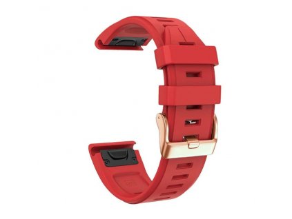 Silikonový gumový řemínek pro Garmin Fenix 5s/6s 20 mm LINE červený QuickFit rose gold růžová přezka
