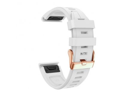Silikonový gumový řemínek pro Garmin Fenix 5s/6s 20 mm LINE bílý QuickFit rose gold růžová přezka