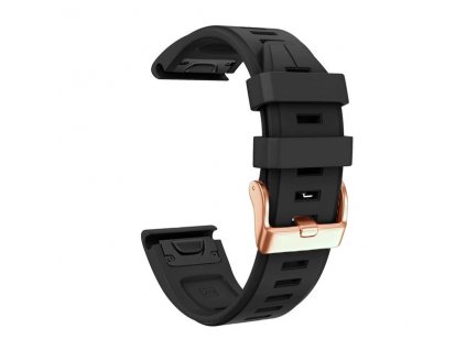 Silikonový gumový řemínek pro Garmin Fenix 5s/6s 20 mm LINE černý QuickFit rose gold růžová přezka