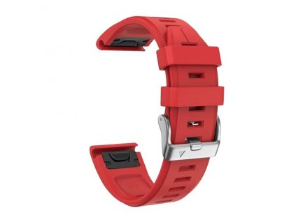 Silikonový gumový řemínek pro Garmin Fenix 5s/6s 20 mm LINE červený QuickFit stříbrná přezka