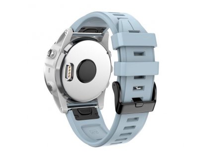 Silikonový gumový řemínek pro Garmin Fenix 5s/6s 20 mm LINE sea modrý QuickFit černá přezka