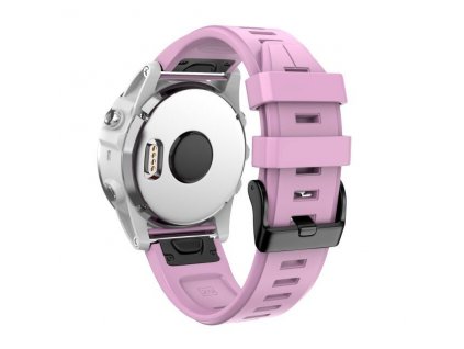 Silikonový gumový řemínek pro Garmin Fenix 5s/6s 20 mm LINE růžový QuickFit černá přezka