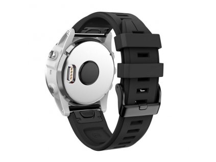 Silikonový gumový řemínek pro Garmin Fenix 5s/6s 20 mm LINE černý QuickFit černá přezka