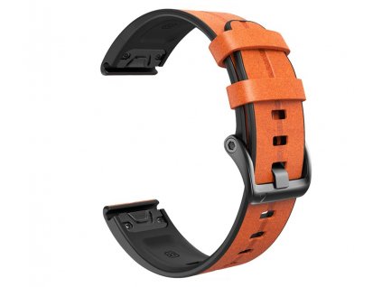 Kožený silikonový řemínek COMFORT světle hnědý pro Garmin Fenix 26mm EASYFIT/QUICKFIT