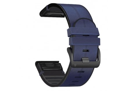 Kožený silikonový řemínek COMFORT V2 modrý pro Garmin Fenix 22mm QuickFit