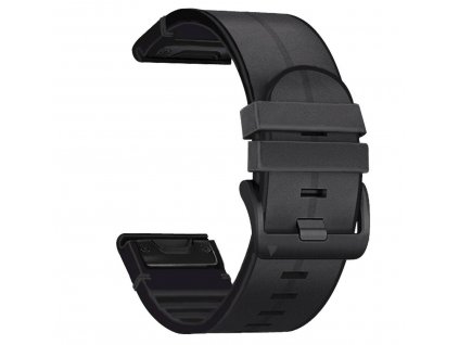 Kožený silikonový řemínek COMFORT V2 černý pro Garmin Fenix 22mm QuickFit