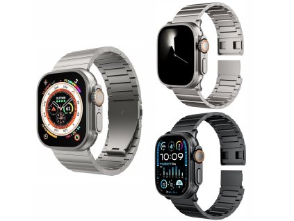 LULULOOK 2025 Titanový řemínek s DLC ochranou vrstvou pro Apple Watch Ultra 2 49mm titanová barva z pravého titanu