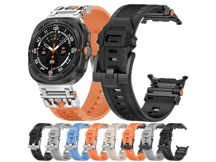 sARMOR masivní silkonový řemínek oranžový černý pro Samsung Galaxy Watch Ultra 47mm/2025