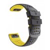 AIR 22mm silikonový gumový řemínek pro Garmin Fenix černý/žlutý EASYFIT/QUICKFIT