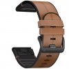 Kožený silikonový řemínek V2 COMFORT světle hnědý pro Garmin Fenix 22mm QuickFit