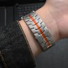 ORANGE MECHA kovový řemínek pro Apple Watch Ultra 2/3 42mm 44mm 45mm 49mm kovový s oranžovou linkou