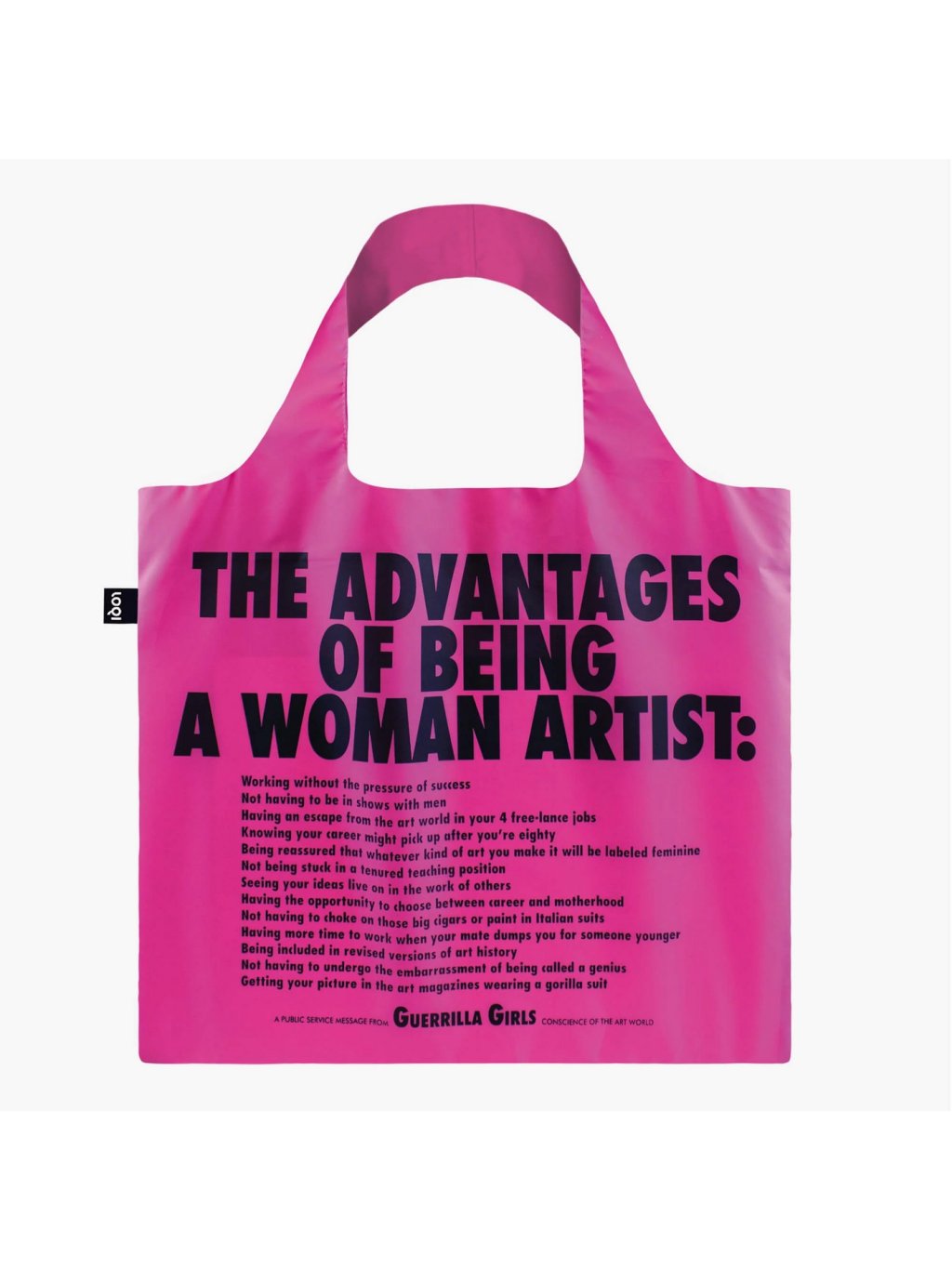 Skladacia nákupná taška LOQI GUERRILLA GIRLS The Advantages Of Being A Woman Artist