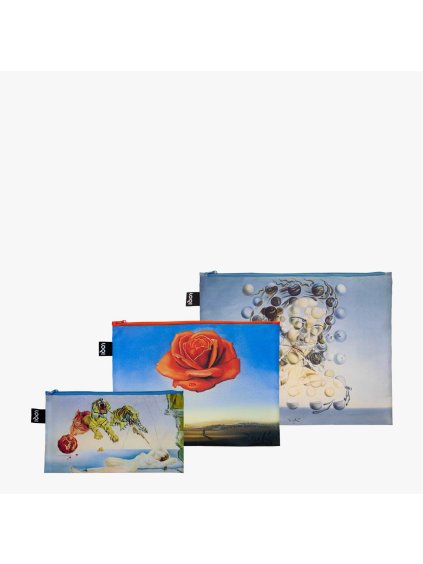 Taštičky na zips 3 ks LOQI SALVADOR DALI Flight of Bee, Meditative Rose, Spheres