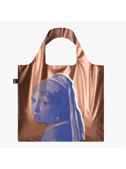 Nákupná taška LOQI JOHANNES VERMEER Gilr with Pearl Earring Rose Gold Metallic