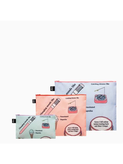 Taštičky na zips 3 ks LOQI GIULIA HARTZ Pattern