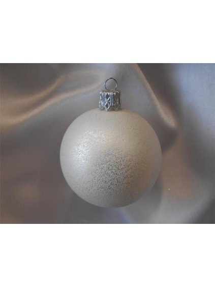 Veľká vianočná guľa 4 ks - biela krupička
