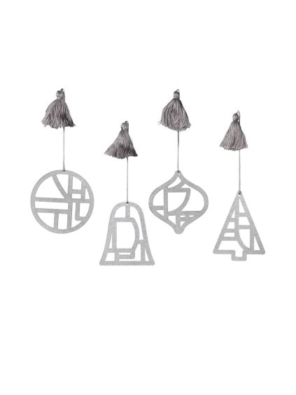 Vianočné ozdoby v sade 4 ks Broste FILI - strieborné