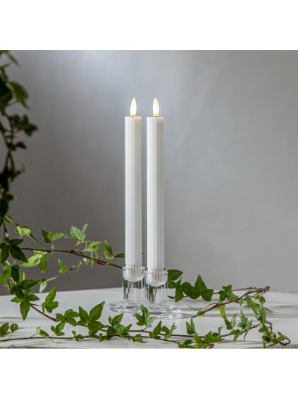 LED sviečka 2 ks výška 25 cm Star Trading Flamme Stripe - biele