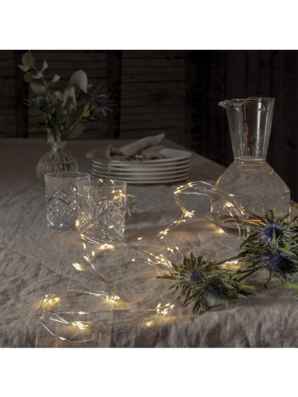 LED svetelná reťaz 125 svetielok dĺžka 1,4 m Star Trading Dew Drop - strieborný